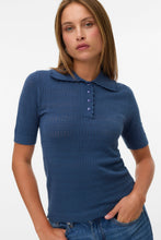 Load image into Gallery viewer, Limone Scallop Poloneck - Dark Denim
