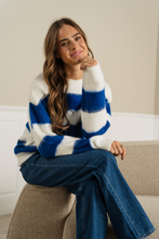 Load image into Gallery viewer, Celina Striped Knitted Sweater - White/Navy
