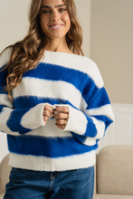 Load image into Gallery viewer, Celina Striped Knitted Sweater - White/Navy
