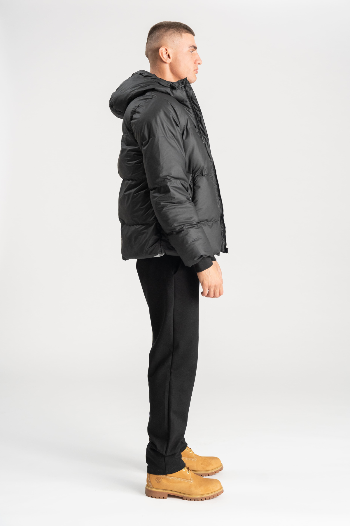 Coated Hooded Jacket - Black