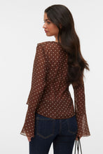 Load image into Gallery viewer, Willow Frill Top - Chocolate Martini:Snow white dot
