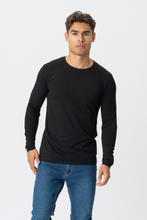Carica l&#39;immagine nel visualizzatore di Gallery, T-shirt muscolare a maniche lunghe-nero
