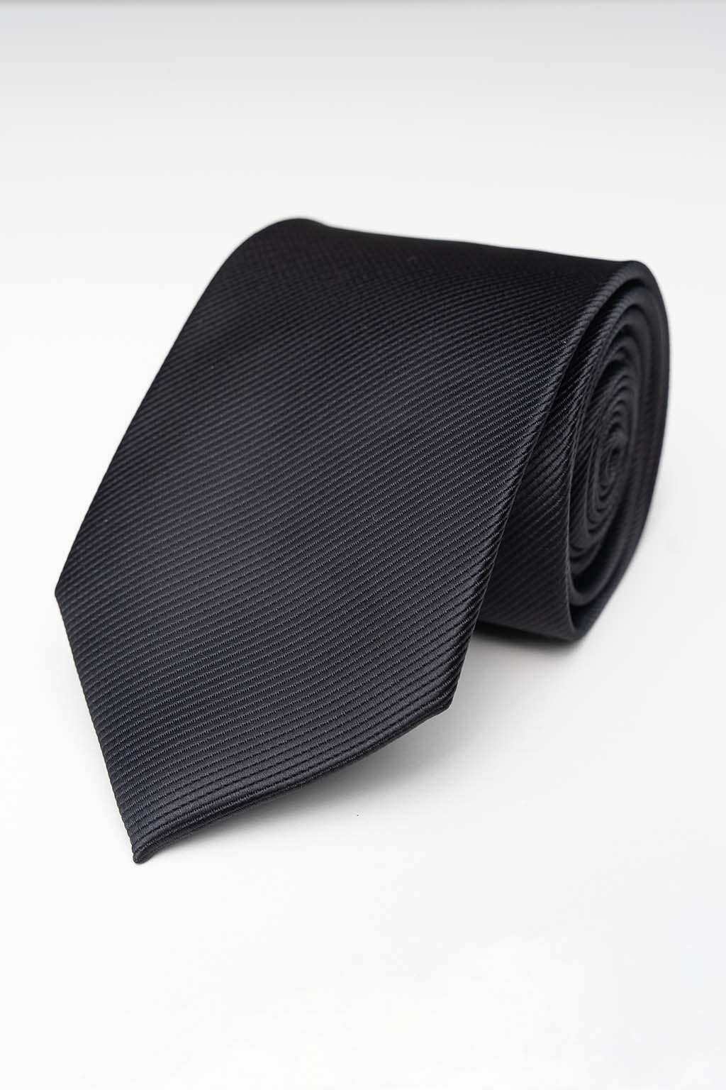 Tie - Black/Black Striped