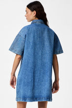 Load image into Gallery viewer, SkyA-Shape Denim Dress - Medium Blue Denim

