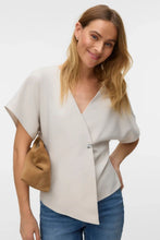 Load image into Gallery viewer, Sonja V-Neck Top - Pumice Stone/Silver Button
