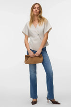 Load image into Gallery viewer, Sonja V-Neck Top - Pumice Stone/Silver Button
