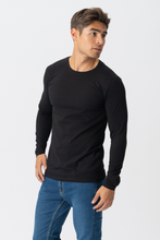 Carica l&#39;immagine nel visualizzatore di Gallery, T-shirt muscolare a maniche lunghe-nero
