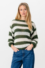 Load image into Gallery viewer, Mila Striped Knitted Sweater - Khaki/White

