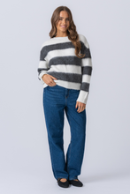 Load image into Gallery viewer, Celina Striped Knitted Sweater - White/Grey
