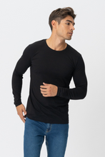 Carica l&#39;immagine nel visualizzatore di Gallery, T-shirt muscolare a maniche lunghe-nero
