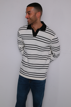 Load image into Gallery viewer, Striped Long-sleeved Polo - Ecru
