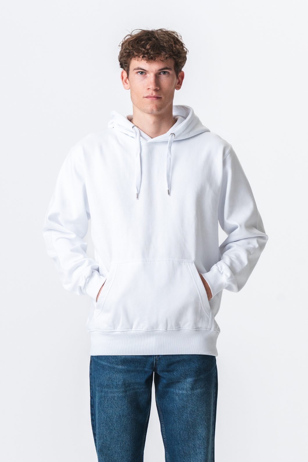 Felpa con cappuccio di grandi dimensioni - bianco