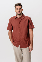 Load image into Gallery viewer, Short Sleeve Linen Shirt - Terracotta
