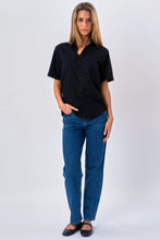 Load image into Gallery viewer, Short Sleeve Linen Shirt - Black
