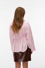 Load image into Gallery viewer, Gina Belt Shirt - Pink-A-Boo Stripes:Cocoa Brown/Snow White
