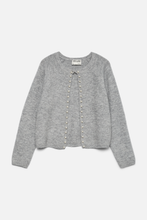 Load image into Gallery viewer, Magalene O-Neck Pearl Cardigan - Medium Grey Melange
