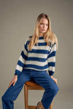 Load image into Gallery viewer, Celina Striped Knitted Sweater - White/Navy
