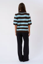 Load image into Gallery viewer, Alba Polo Knit - Chocolate/Light Blue
