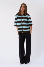 Load image into Gallery viewer, Alba Polo Knit - Chocolate/Light Blue
