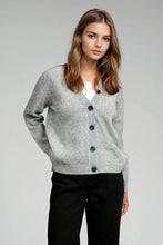 Load image into Gallery viewer, Knitted Cardigan - Light Grey Melange
