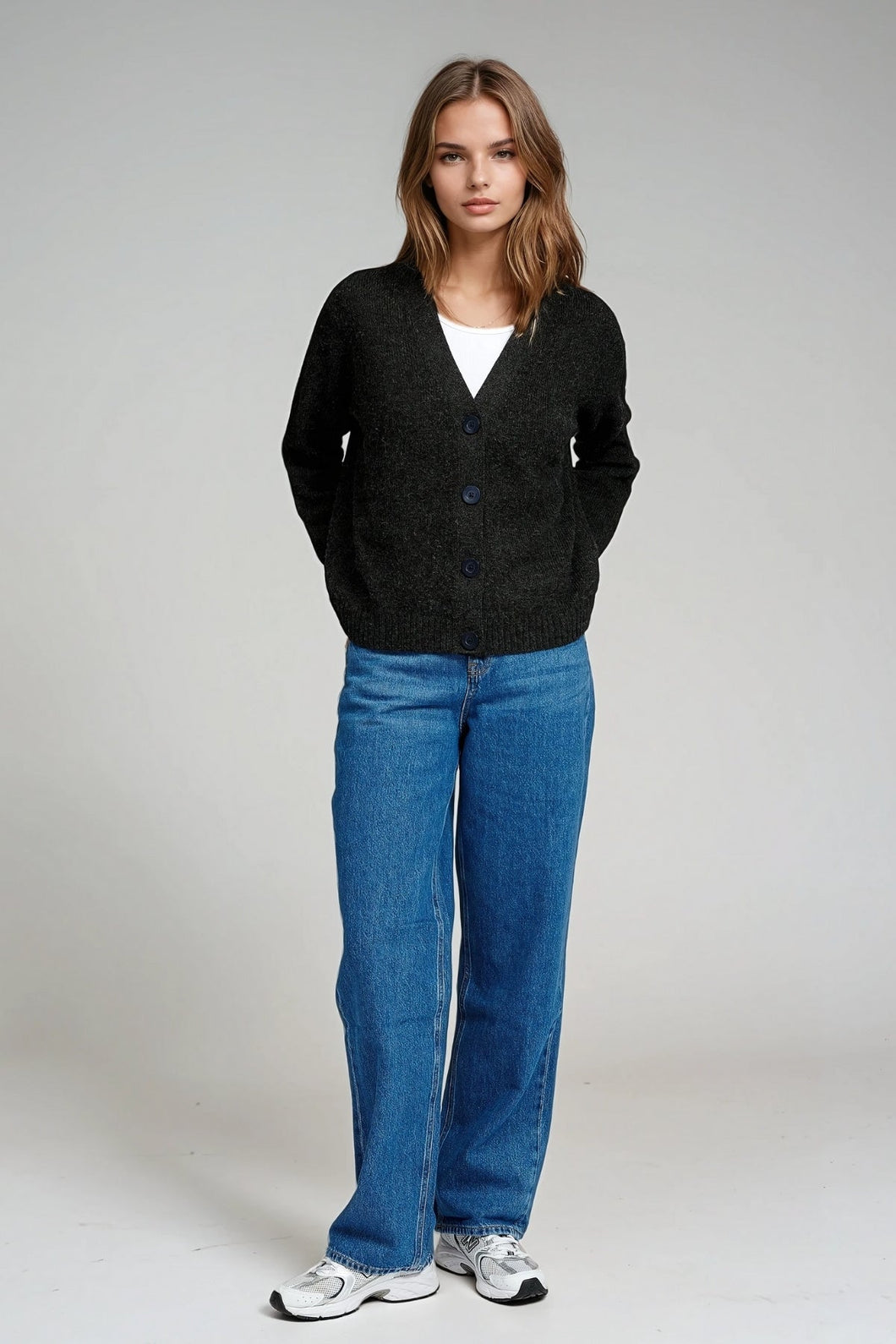 Cardigan a maglia - melange grigio scuro