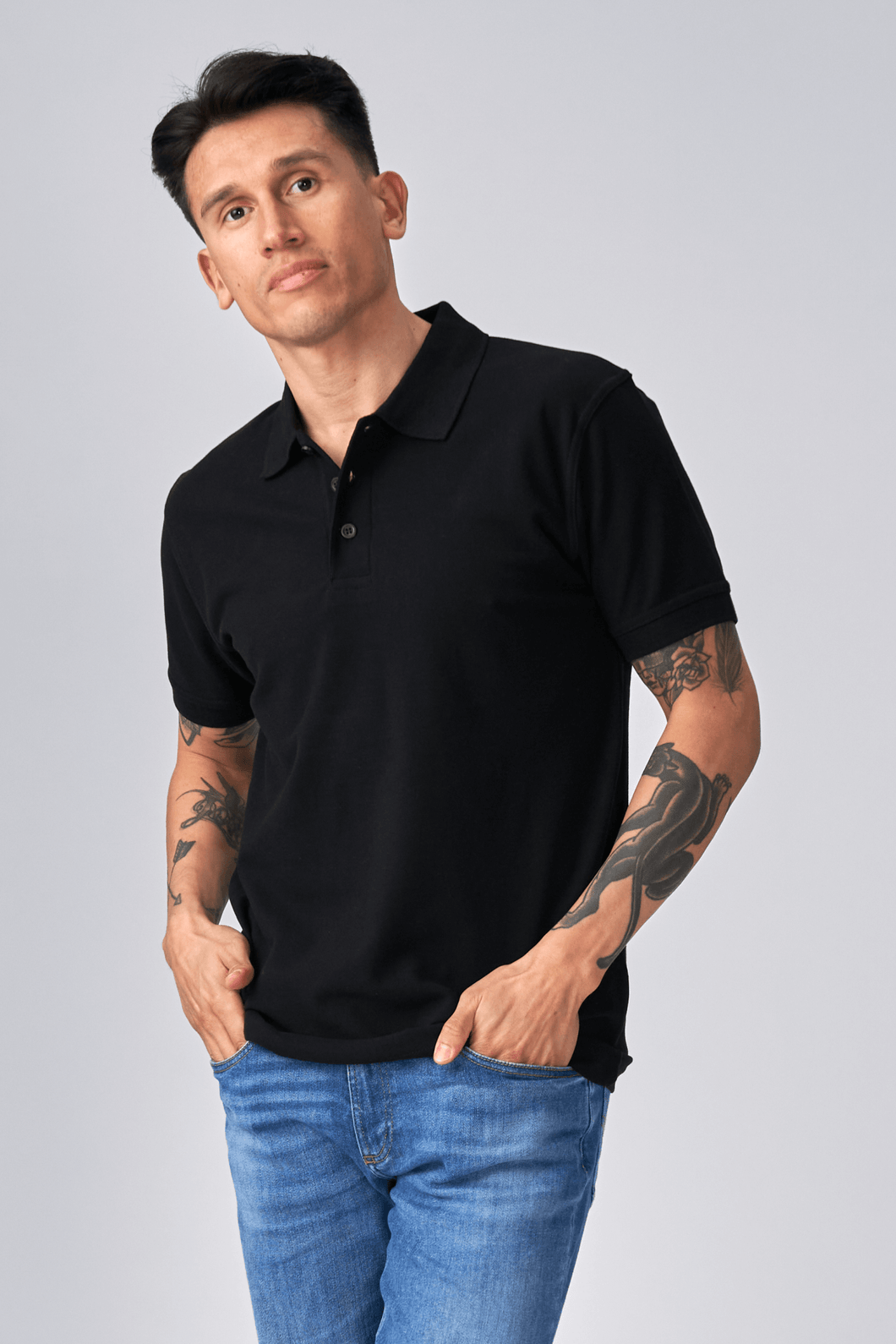Oversized polo - zwart