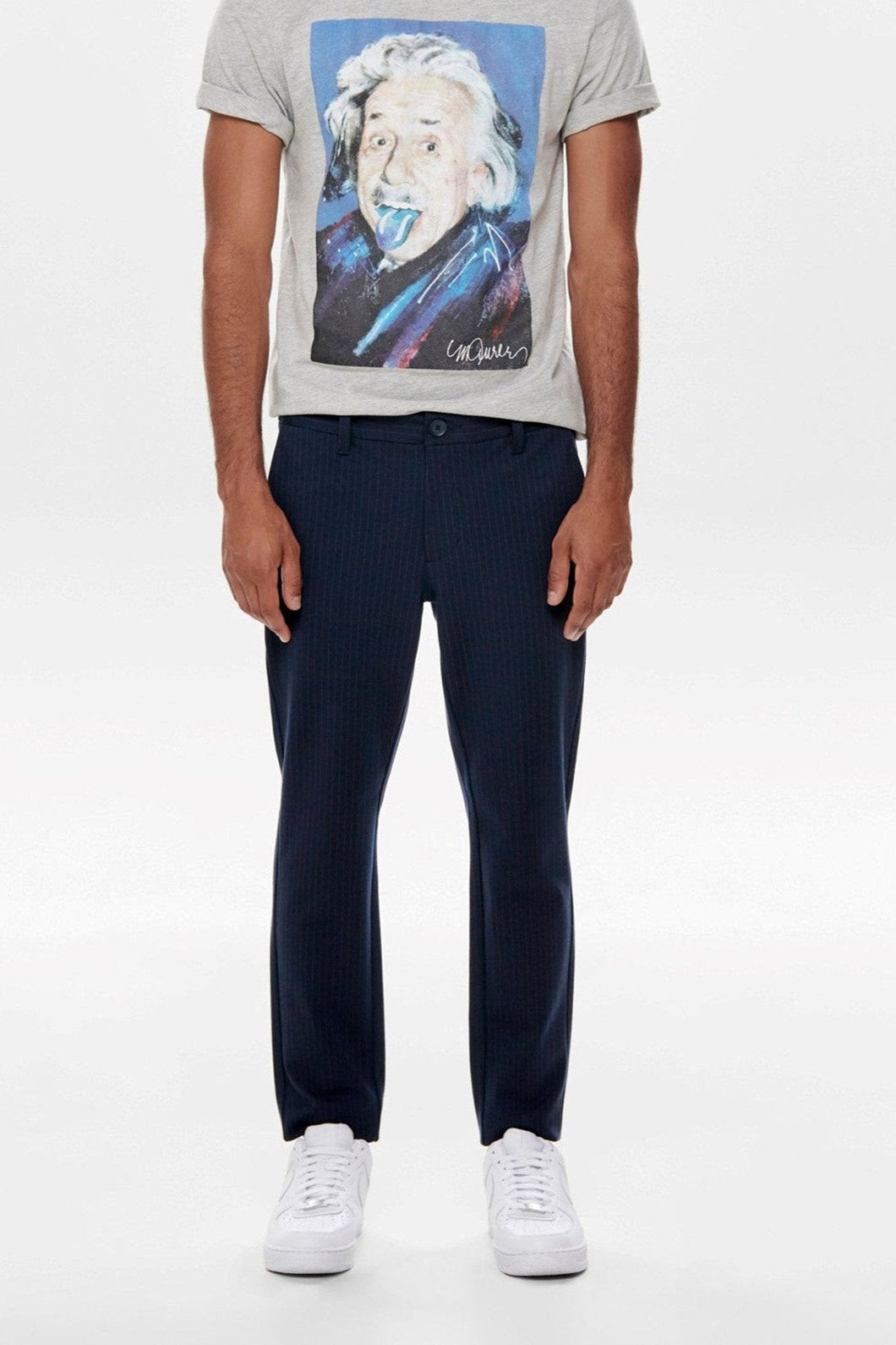 Pantaloni a strisce Mark - Rosin/Dark Navy