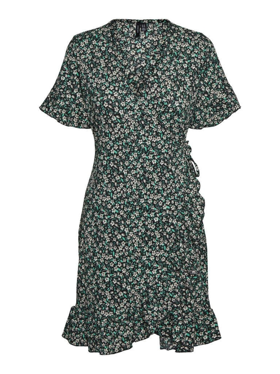 Henna wrap jurk - zwarte bloemen