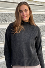 Load image into Gallery viewer, Oversized Knitted Polo-Neck Jumper - Dark Grey Melange
