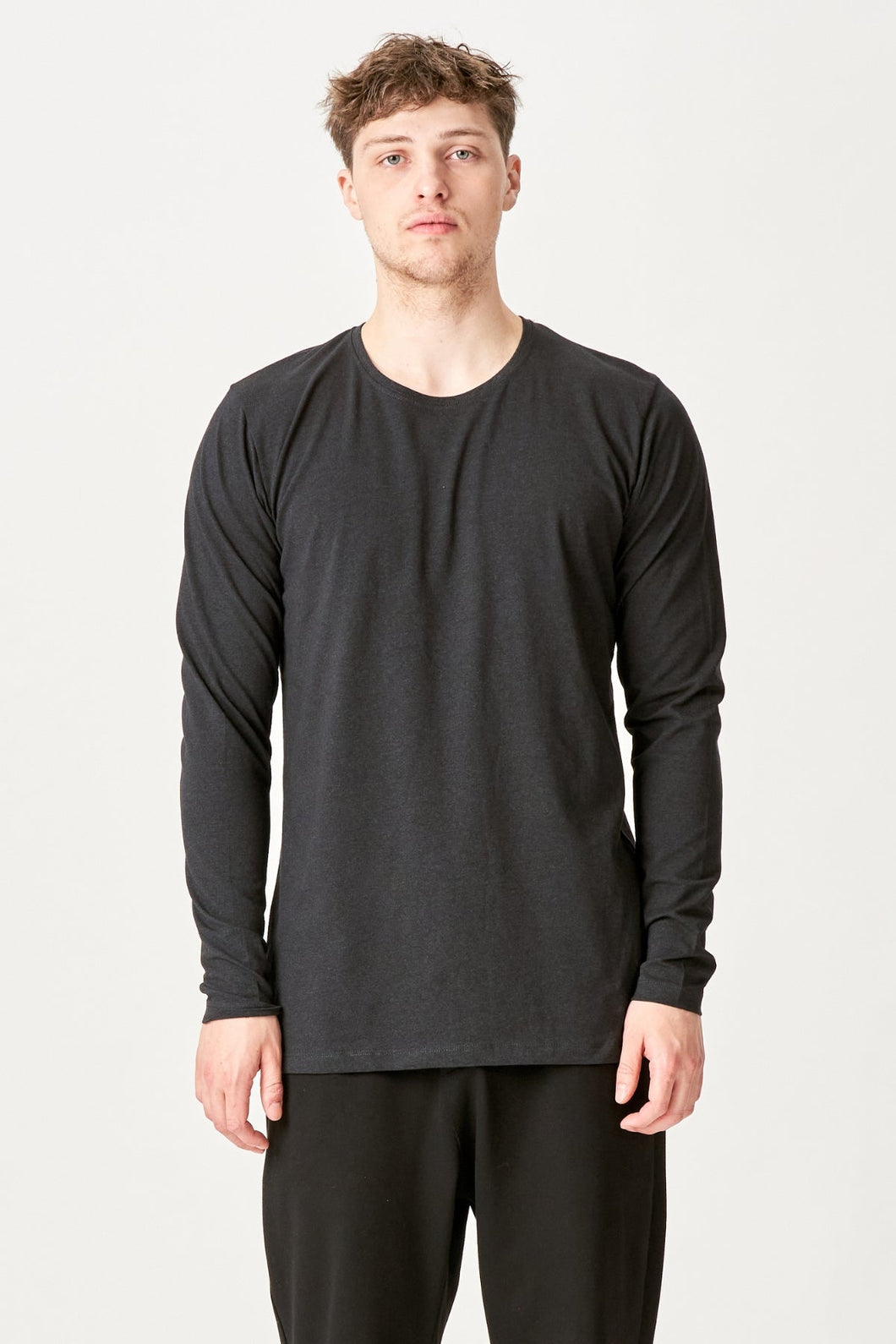T-shirt muscolare a maniche lunghe-grigio scuro