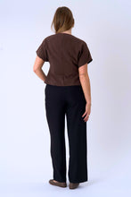 Load image into Gallery viewer, SonjaV-Neck Top - Chocolate Martini - Silver Button
