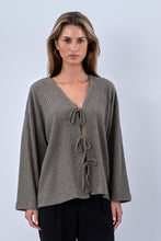 Load image into Gallery viewer, Ivy Tie Blouse Knit - Khaki
