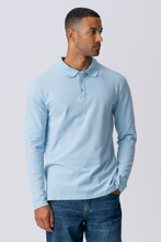 Load image into Gallery viewer, Muscle Long Sleeve Polo Shirt - Light Blue
