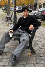 Load image into Gallery viewer, Knitted Long Sleeve Polo - Black
