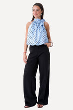 Load image into Gallery viewer, Wilma Top - Light Blue/Brown Dots
