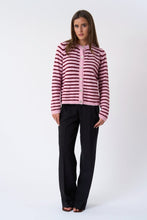 Carica l'immagine nel visualizzatore di Gallery, Crizette Striped Knit Cardigan - Pink/Burgundy
