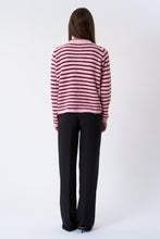 Carica l'immagine nel visualizzatore di Gallery, Crizette Striped Knit Cardigan - Pink/Burgundy
