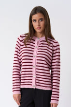 Carica l'immagine nel visualizzatore di Gallery, Crizette Striped Knit Cardigan - Pink/Burgundy
