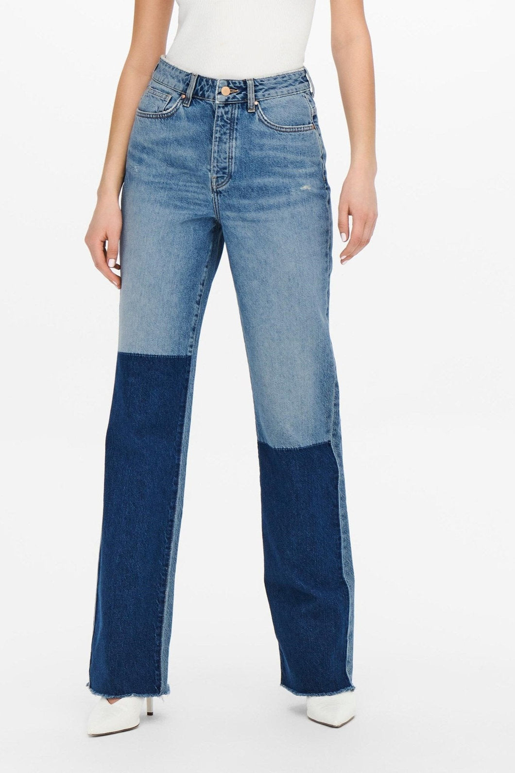 Zikka Color Block Pants - Medium Blue Denim