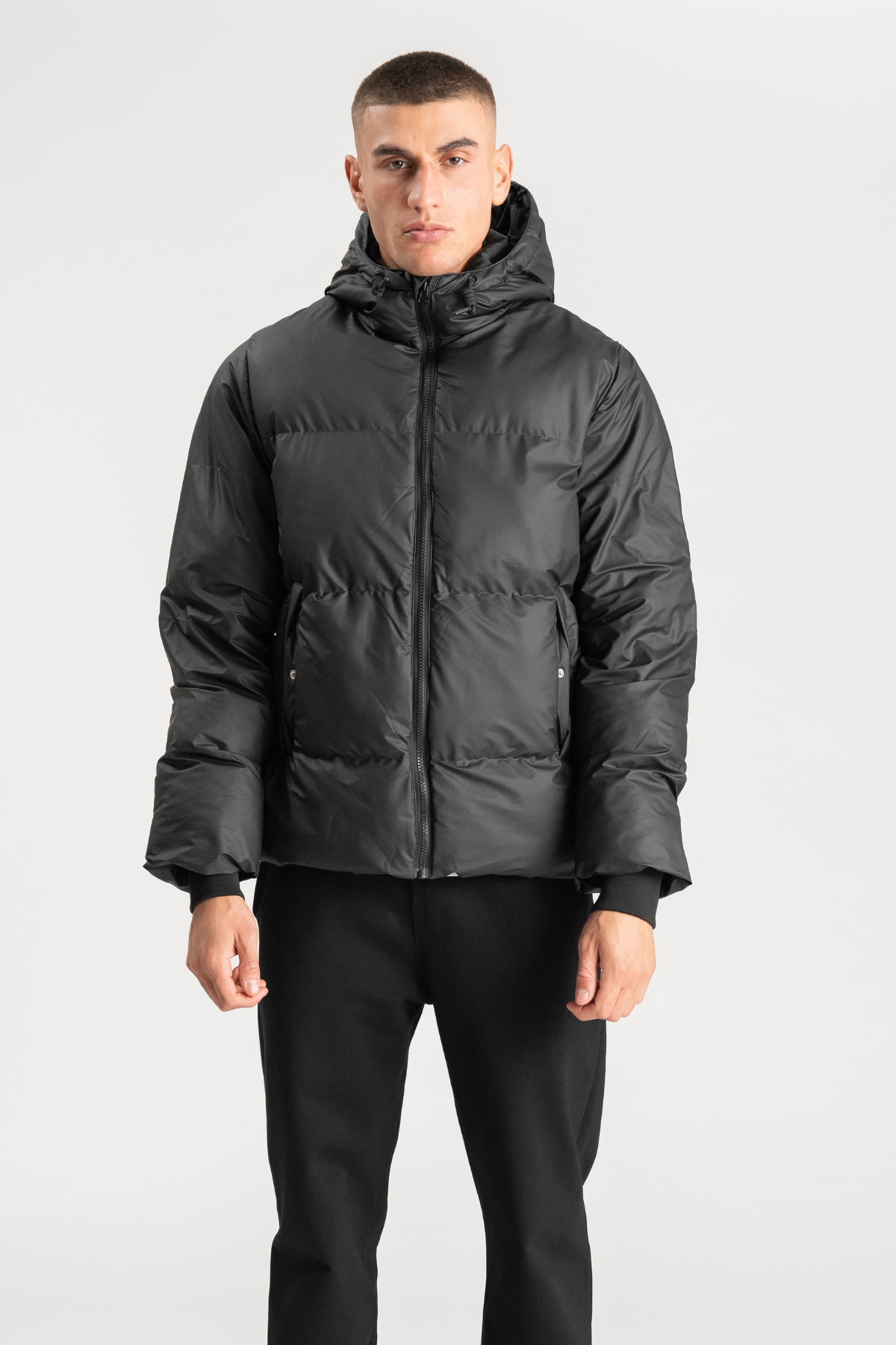 Coated Hooded Jacket - Black