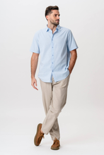 Load image into Gallery viewer, Short Sleeve Linen Shirt - Light Blue

