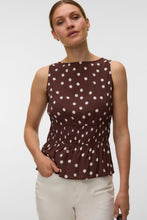 Load image into Gallery viewer, Elisa Smock Top - Chocolate Martini - Snow White Dot
