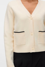 Carica l'immagine nel visualizzatore di Gallery, Gold V-Neck Contrast Cardigan - Birch W. Black
