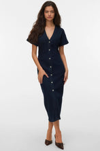 Load image into Gallery viewer, Sanni V-Neck Dress - Dark Blue Denim
