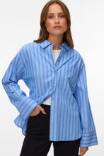 Load image into Gallery viewer, Gina Belt Shirt - Provence Stripes:Navy Peony/Snow White
