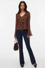 Load image into Gallery viewer, Willow Frill Top - Chocolate Martini:Snow white dot
