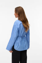 Load image into Gallery viewer, Gina Belt Shirt - Provence Stripes:Navy Peony/Snow White
