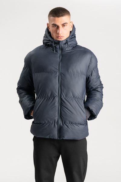 Coated Hooded Jacket - Navy