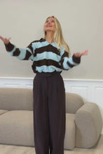 Load and play video in Gallery viewer, Nora Knit - Brown/Light Blue
