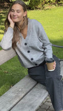 Load and play video in Gallery viewer, Knitted Cardigan - Light Grey Melange
